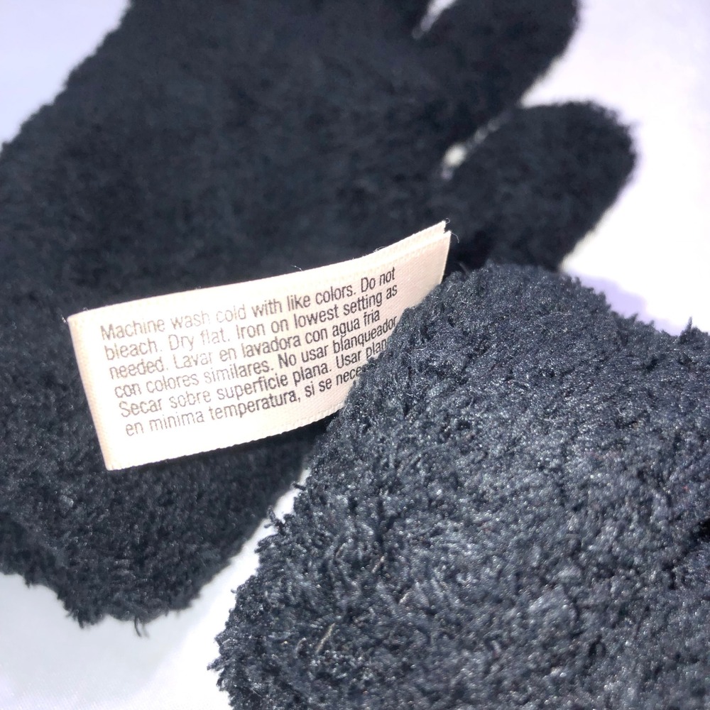 St. Johns Bay Black Fuzzy Knit Winter Gloves SJ-00-243-A Soft Plush Warm Cuffs - Picture 5 of 8